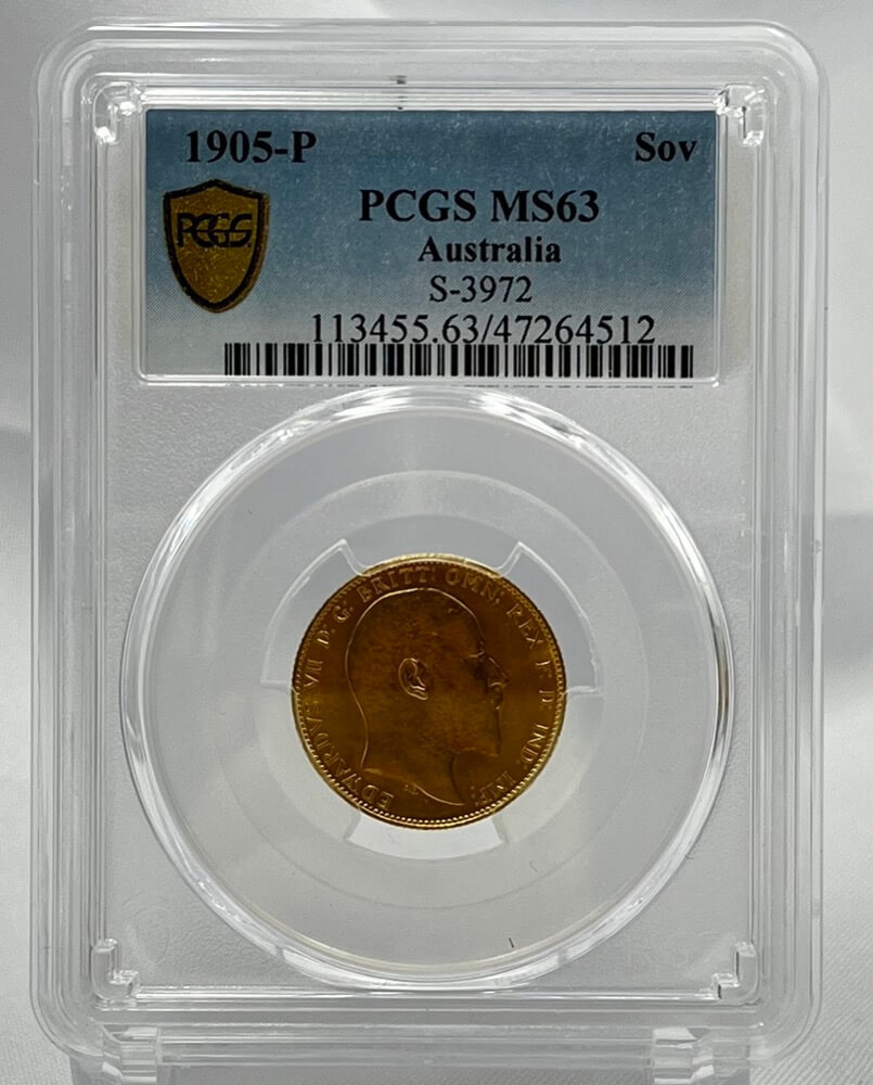 1905 Perth Edward VII Sovereign Choice Unc (PCGS MS63) product image