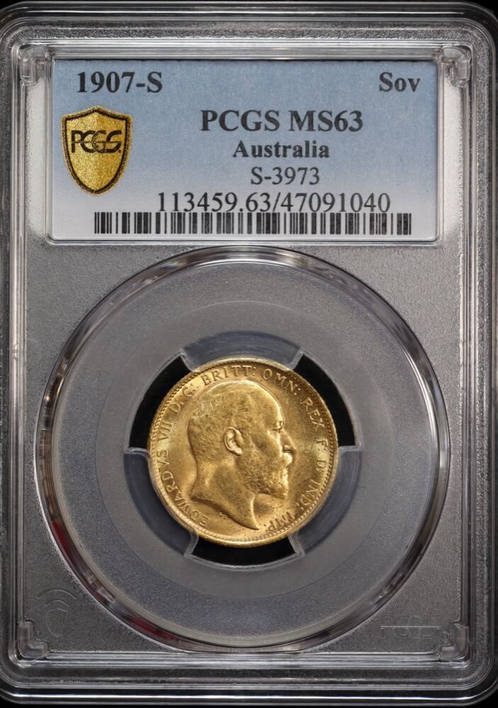 1907 Sydney Edward VII Sovereign Choice Unc (PCGS MS63) product image