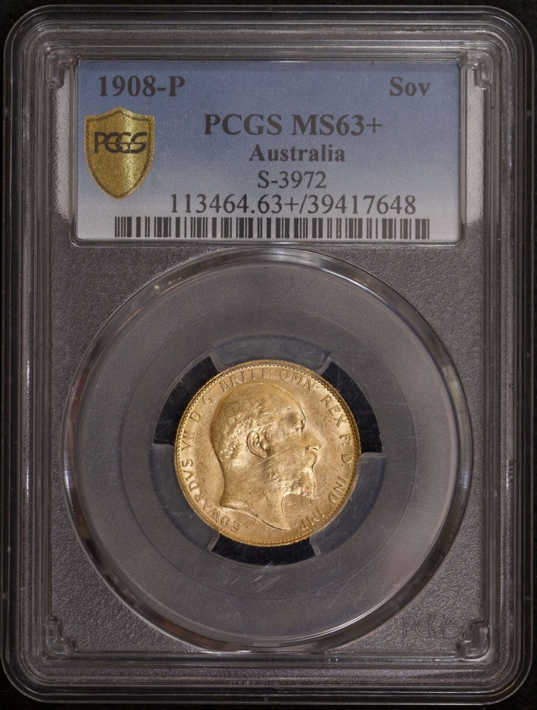 1908 Perth Edward VII Sovereign Choice Unc (PCGS MS63+) product image