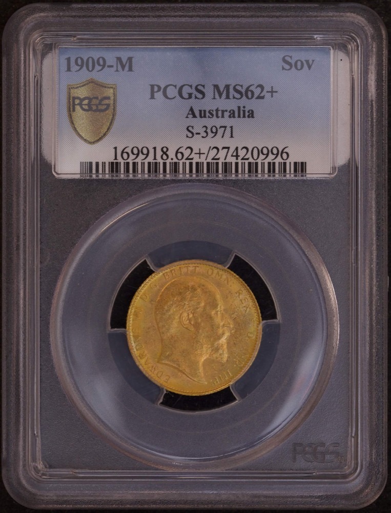 1909 Melbourne Edward VII Sovereign Unc (PCGS MS62+) product image