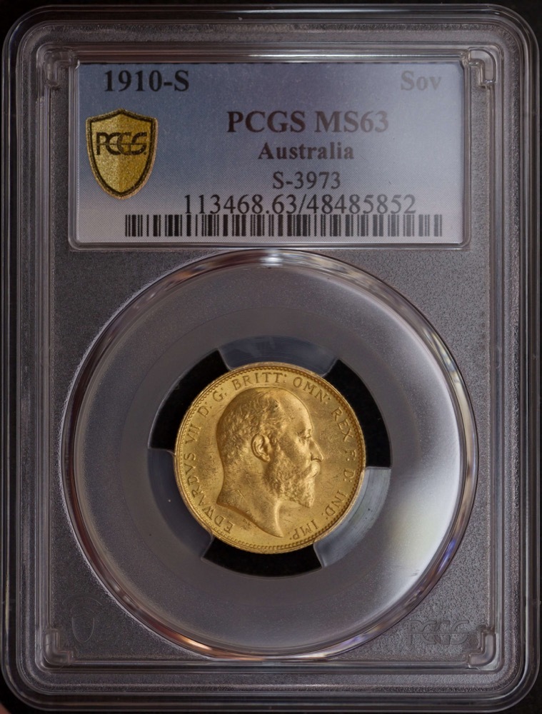1910 Sydney Edward VII Sovereign Choice Unc (PCGS MS63) product image