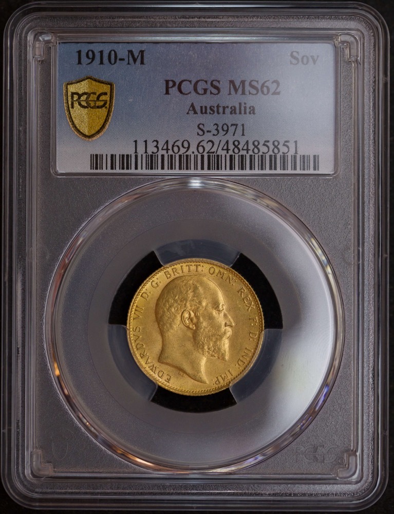 1910 Melbourne Edward VII Sovereign Unc (PCGS MS62) product image
