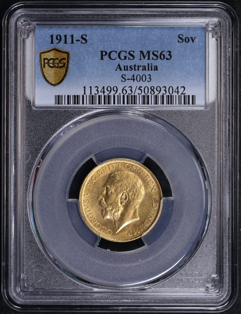 1911 Sydney George V Large Head Sovereign PCGS MS63 product image