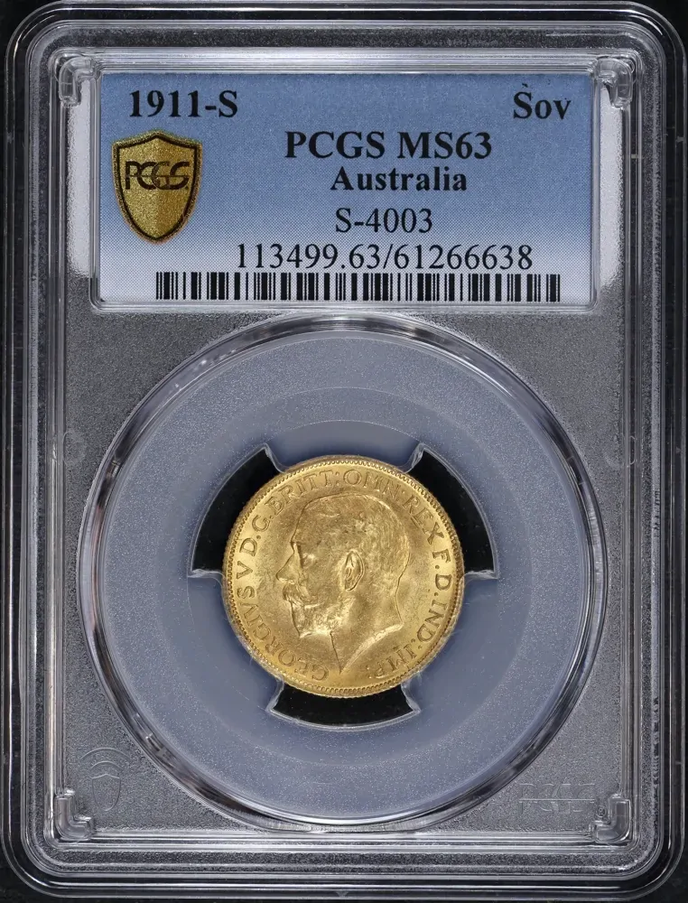 1911 Sydney George V Large Head Sovereign PCGS MS63 product image