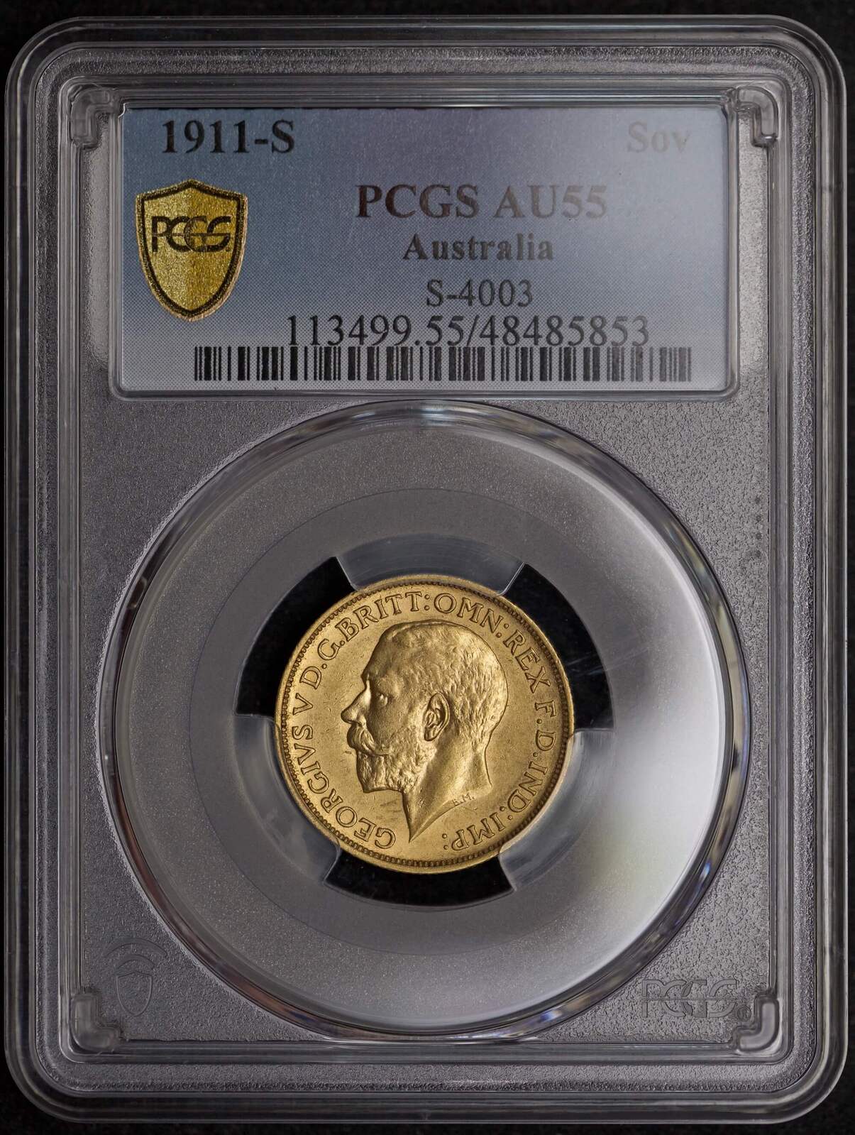 1911 Sydney George V Large Head Sovereign PCGS AU55 product image