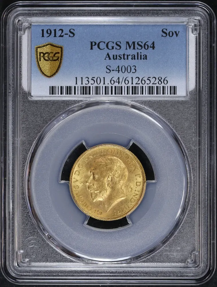 1912 Sydney George V Large Head Sovereign PCGS MS64 product image