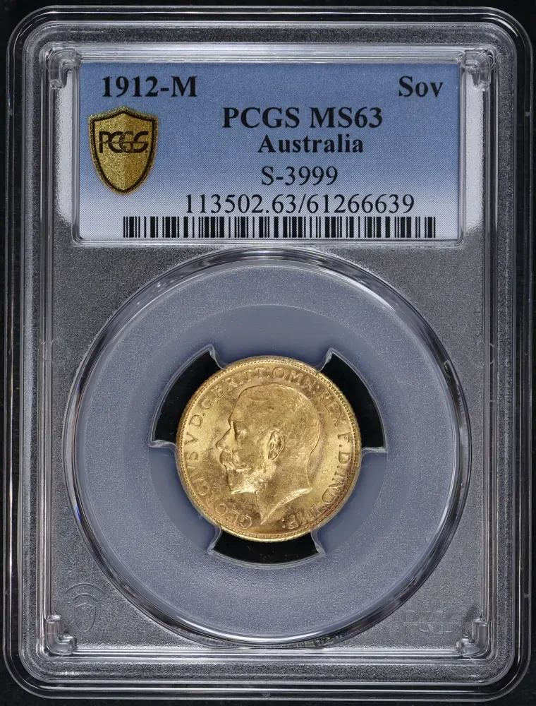 1912 Melbourne George V Large Head Sovereign Choice Unc (PCGS MS63) product image