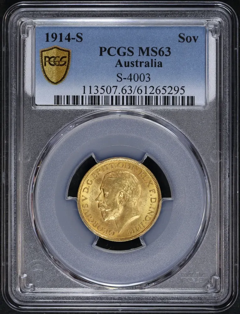1914 Sydney George V Large Head Sovereign PCGS MS63 product image
