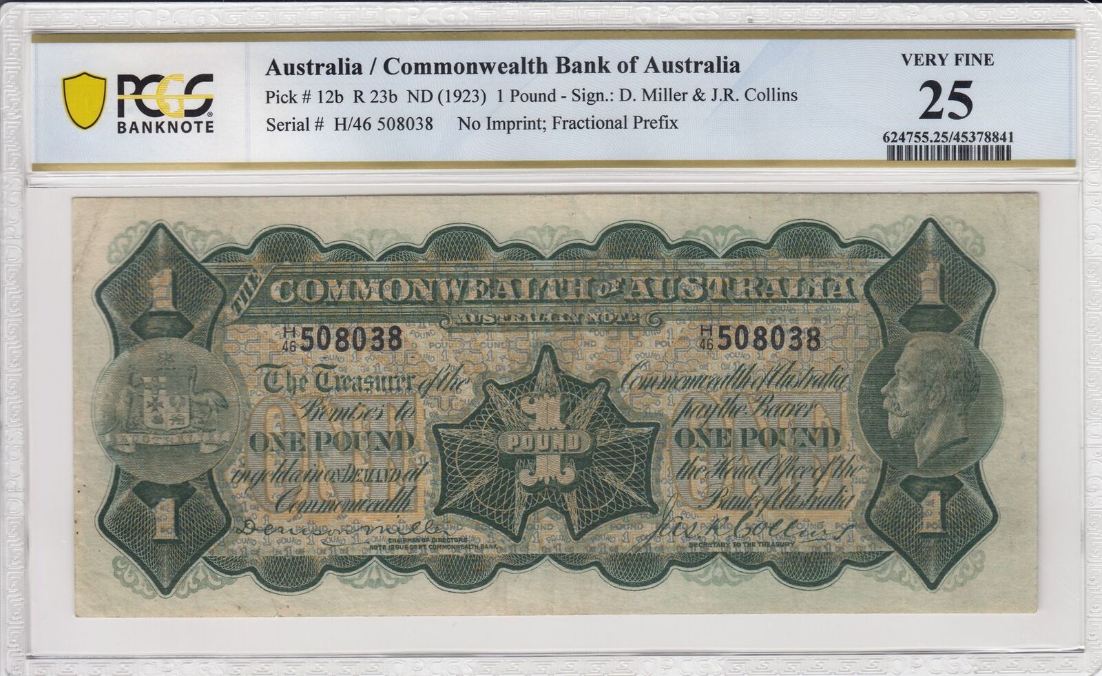 1923 One Pound Miller/Collins R23B PCGS VF25 product image