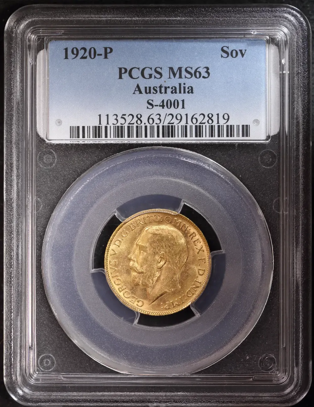 1920 Perth George V Large Head Sovereign Choice Unc (PCGS MS63) product image