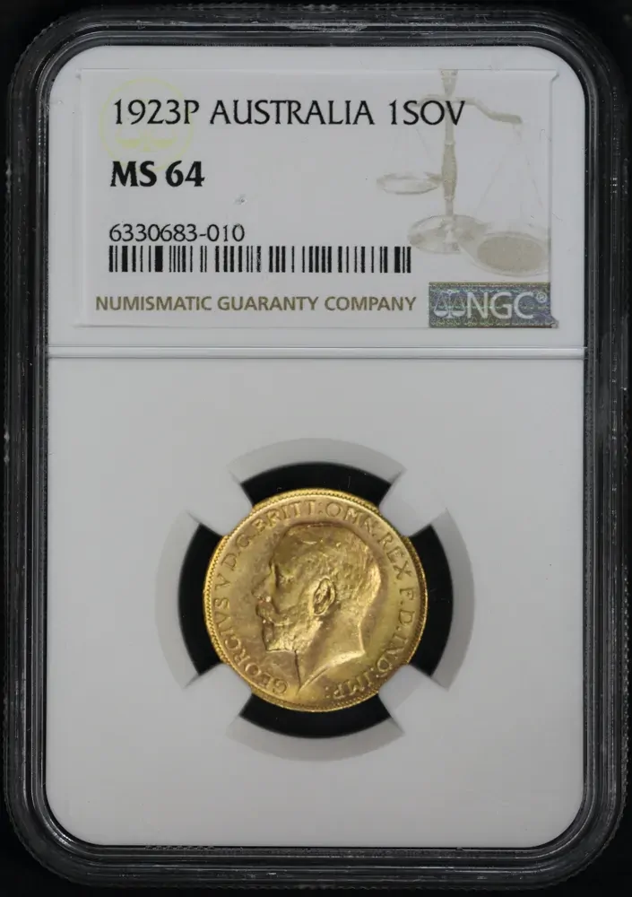 1923 Perth George V Large Head Sovereign NGC MS64 product image