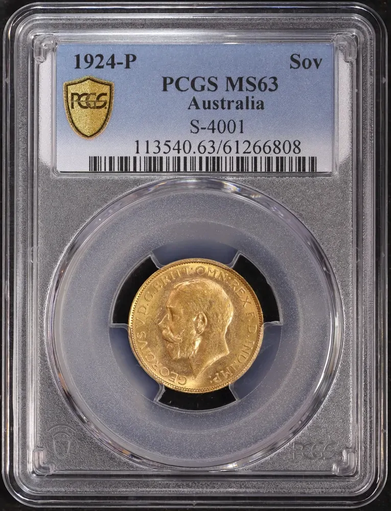 1924 Perth George V Large Head Sovereign Choice Unc (PCGS MS63) product image