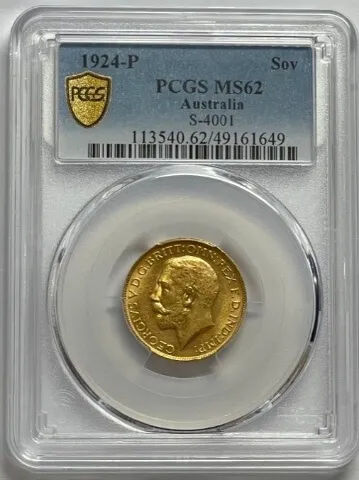 1924 Perth George V Large Head Sovereign Unc (PCGS MS62) product image
