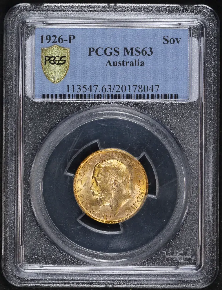 1926 Perth George V Large Head Sovereign PCGS MS63 product image