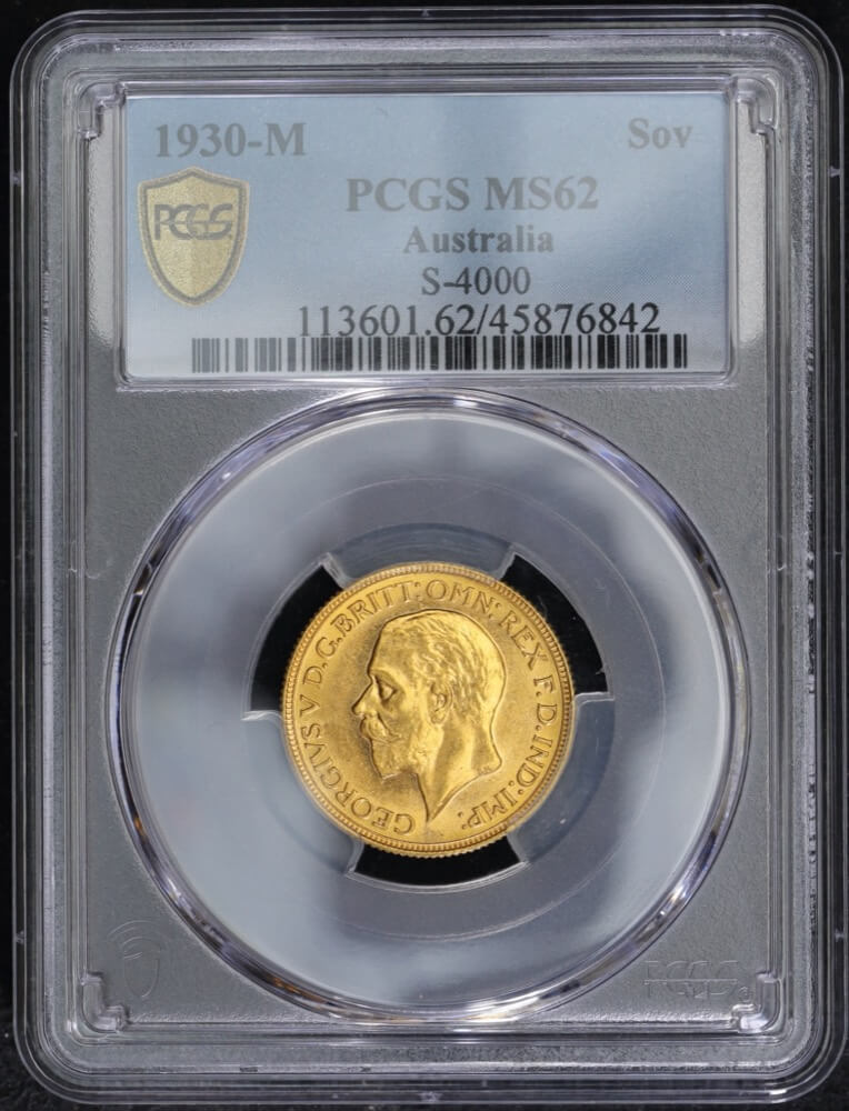 1930 Melbourne George V Small Head Sovereign PCGS MS62 product image