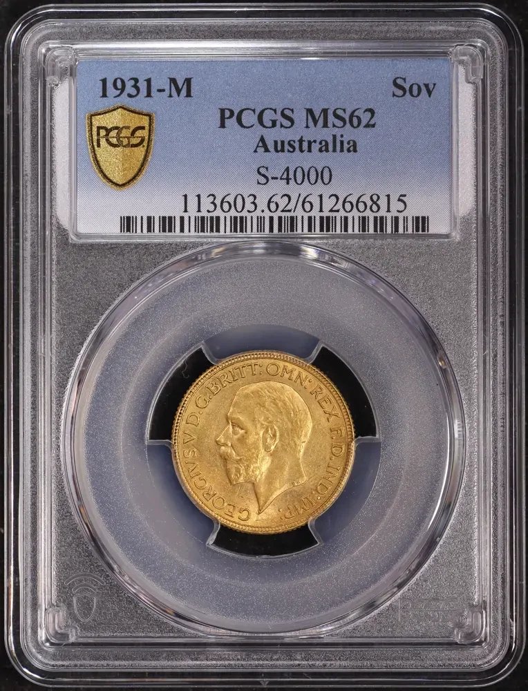 1931 Melbourne George V Small Head Sovereign Unc (PCGS MS62) product image