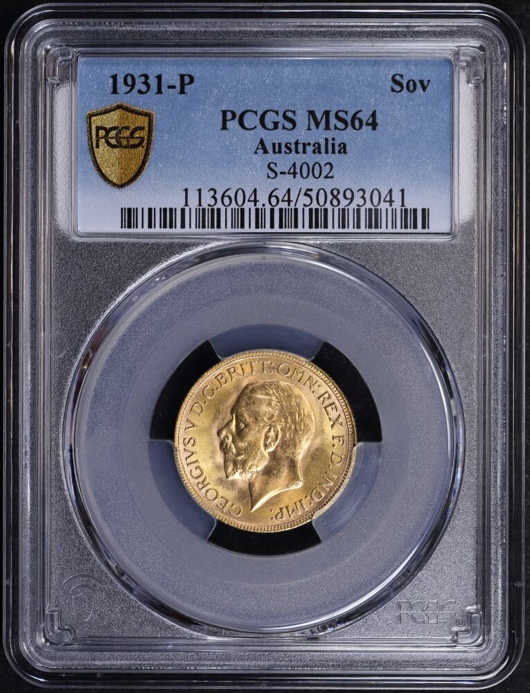 1931 Perth George V Small Head Sovereign Choice Unc (PCGS MS64) product image