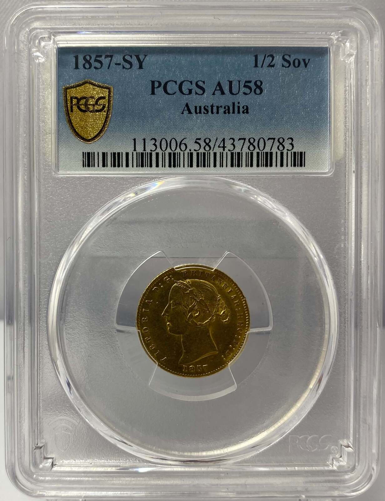 1857 Sydney Mint Type II Half Sovereign PCGS AU58 product image
