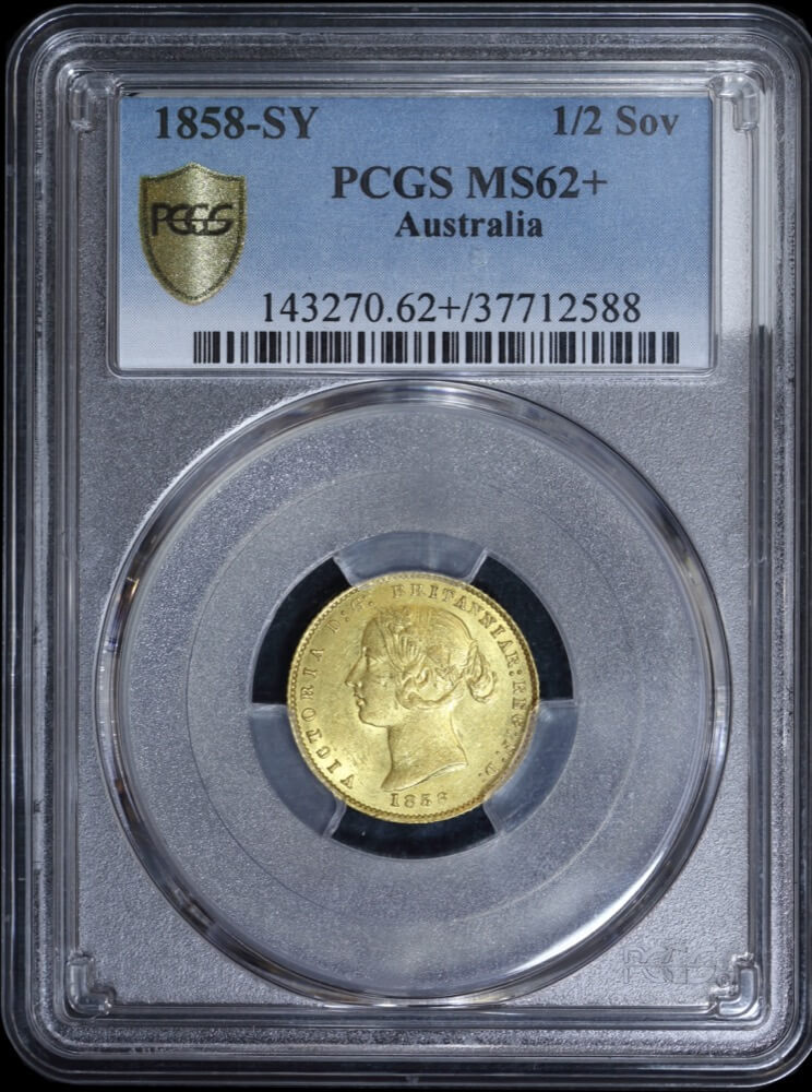 1858 Sydney Mint Type II Half Sovereign Unc (PCGS MS62+) product image