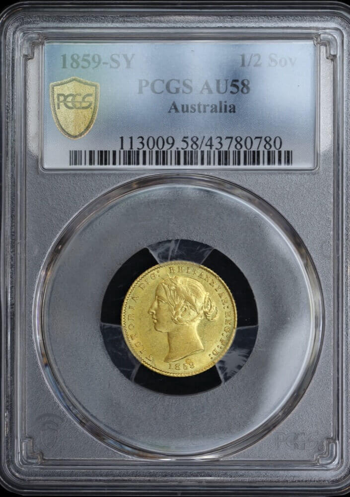 1859 Sydney Mint Type II Half Sovereign PCGS AU58 product image