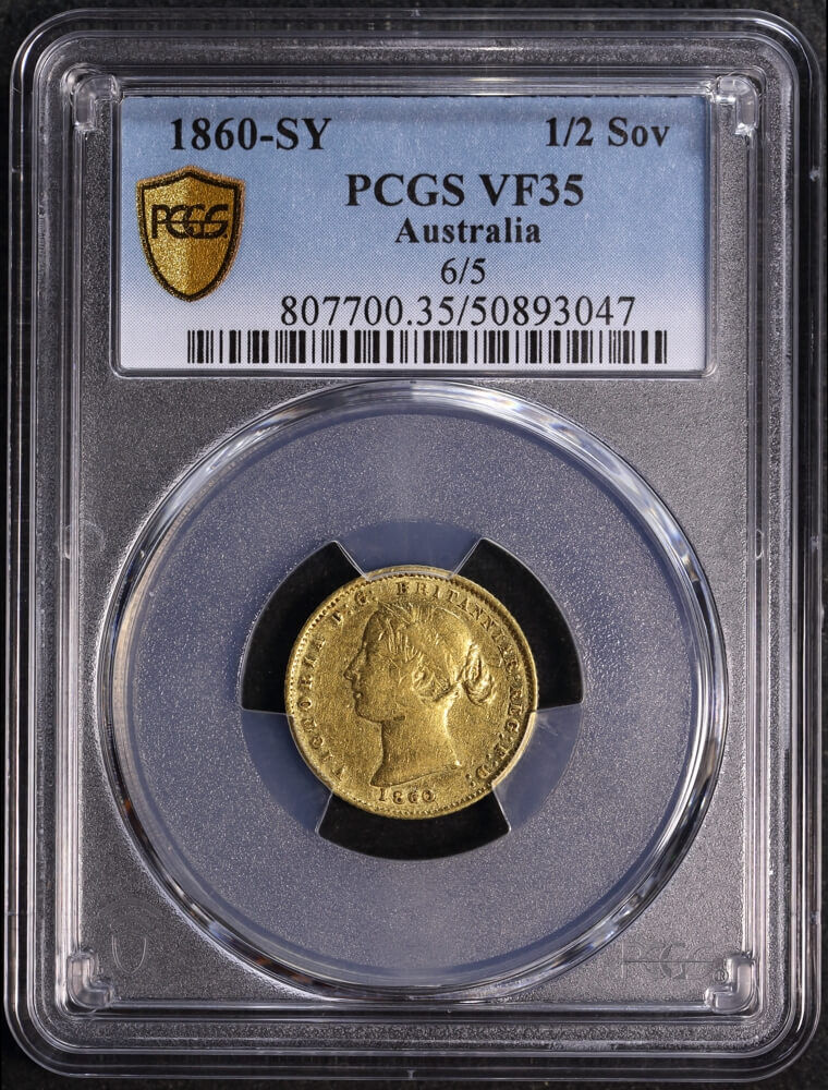 1860/50 Overdate Sydney Mint Type II Half Sovereign PCGS VF35 product image