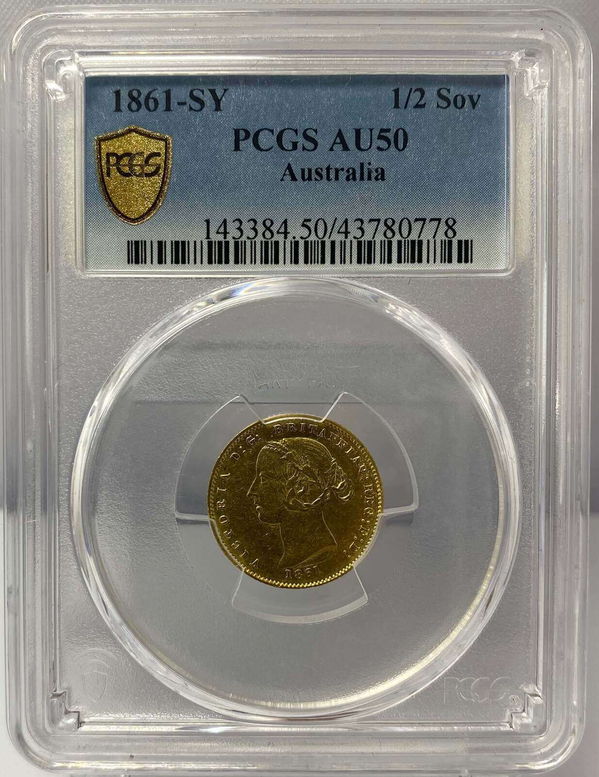 1861 Sydney Mint Type II Half Sovereign PCGS AU50 product image