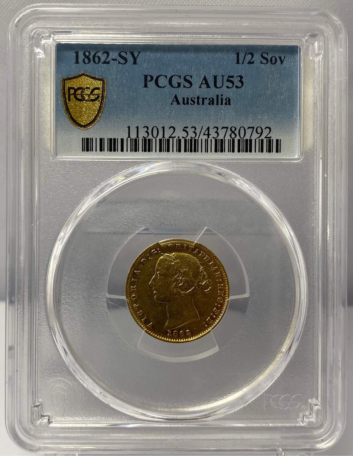 1862 Sydney Mint Type II Half Sovereign PCGS AU53 product image