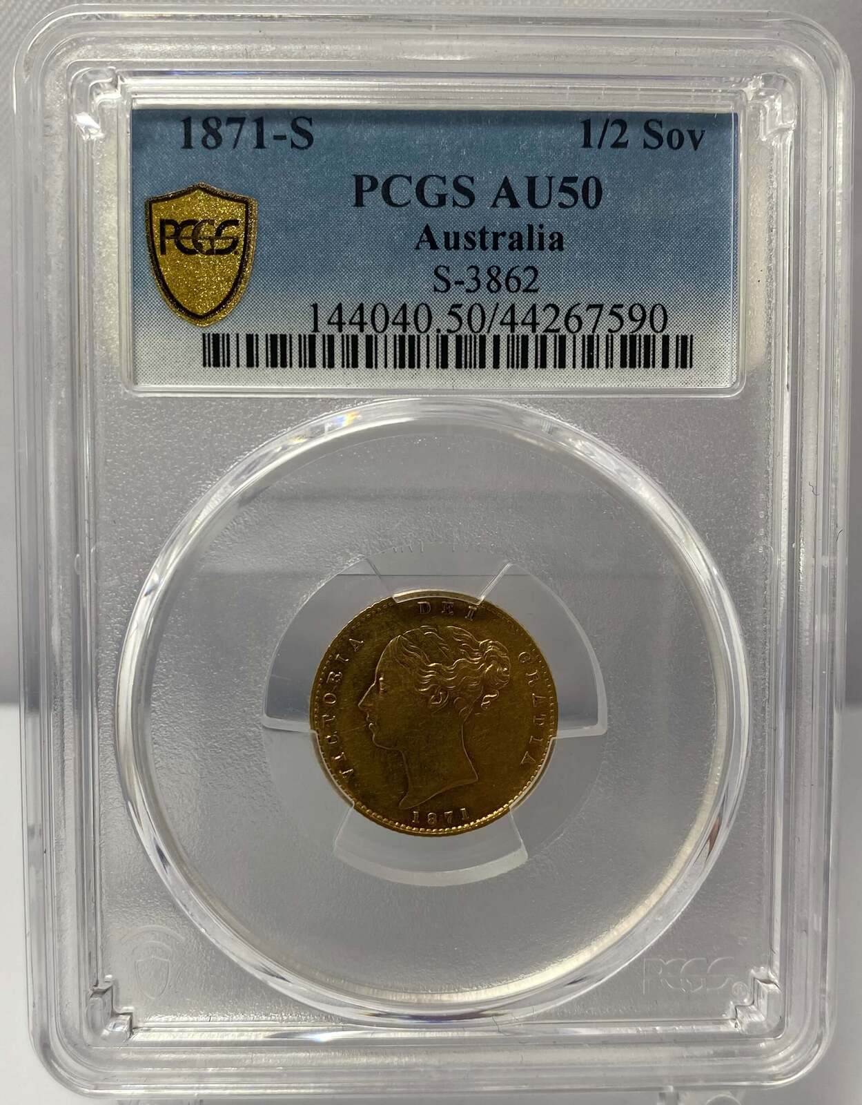 1871 Sydney Young Head Half Sovereign PCGS AU50 product image