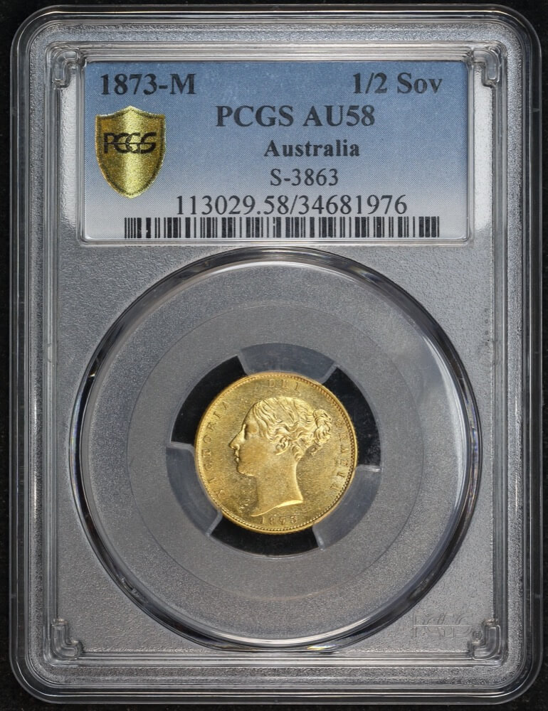 1873 Melbourne Young Head Half Sovereign about Unc (PCGS AU58) product image