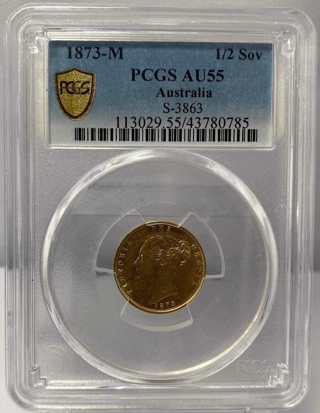 1873 Melbourne Young Head Half Sovereign PCGS AU55 product image