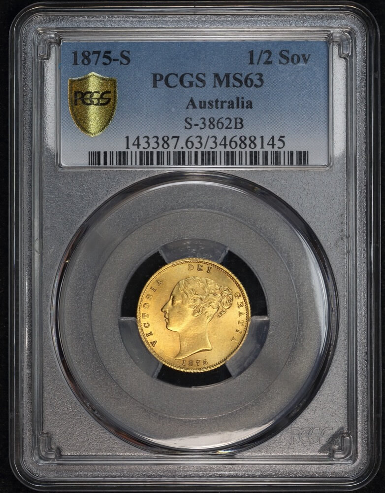 1875 Sydney Young Head Half Sovereign Choice Unc (PCGS MS63) product image