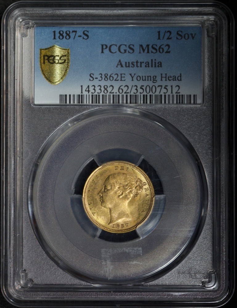 1887 Sydney Young Head Half Sovereign Unc (PCGS MS62) product image