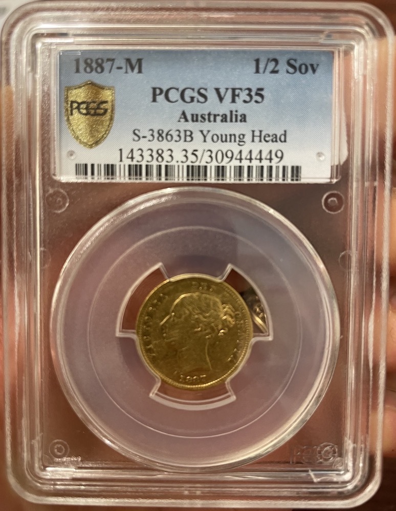 1887 Melbourne Young Head Half Sovereign good Fine (PCGS VF35) product image