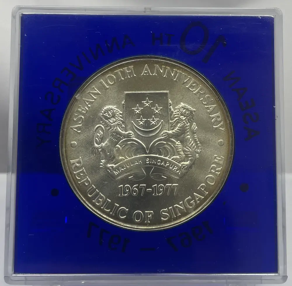 Singapore 1977 Silver $10 KM#16 Uncirculated - ASEAN product image