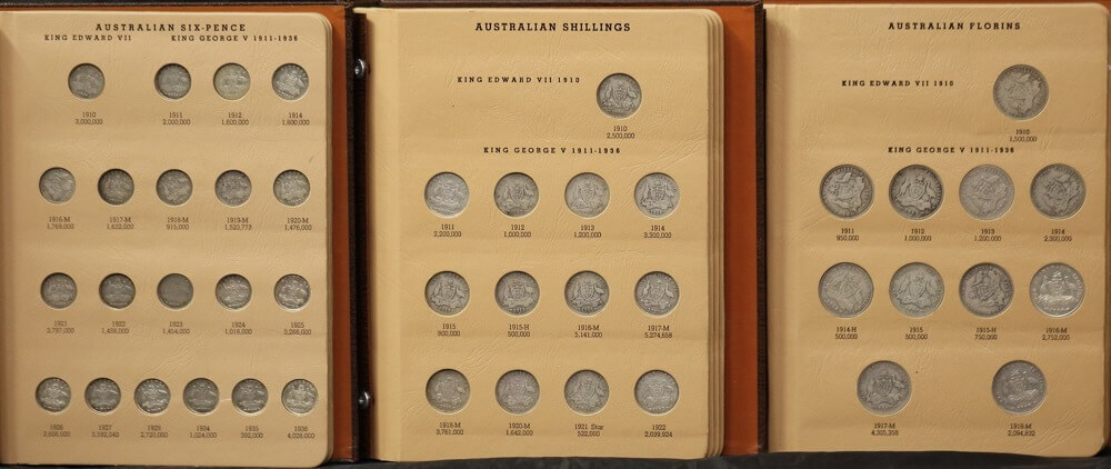 Complete Date Set of Australian Predecimal Coins in Dansco Supreme Albums (Ex 1930 1d, 1923 1/2d and 1922/21 3d) product image