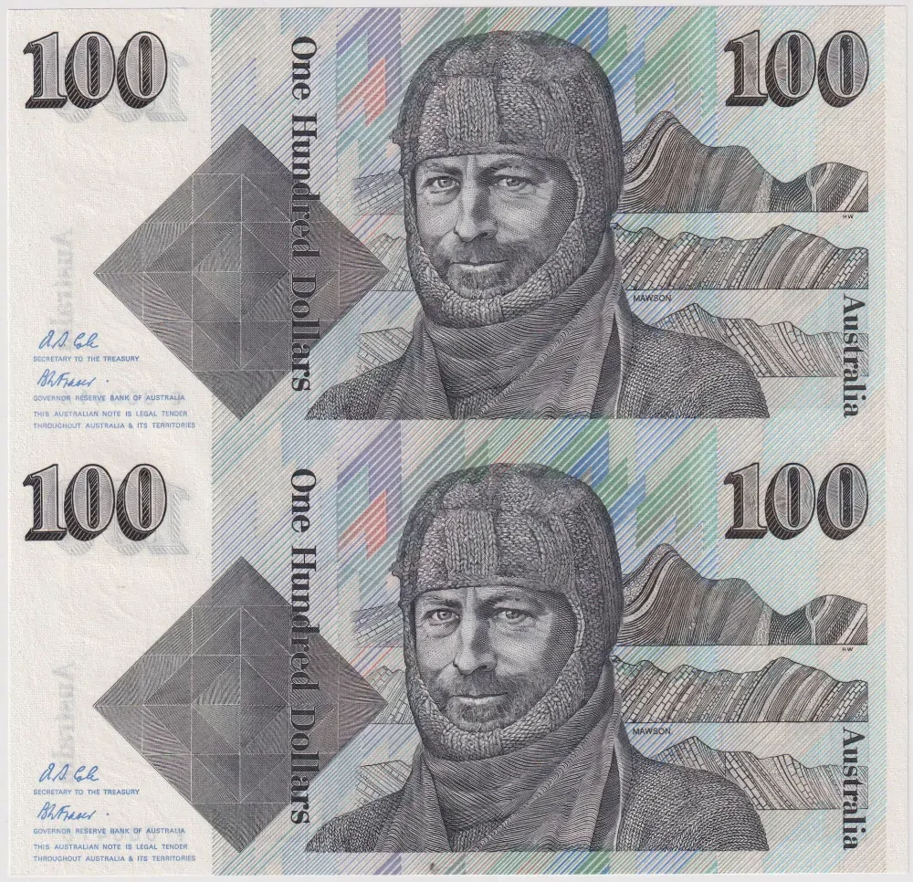 1995 100 Dollars Uncut Vertical Pair - Black Serials product image