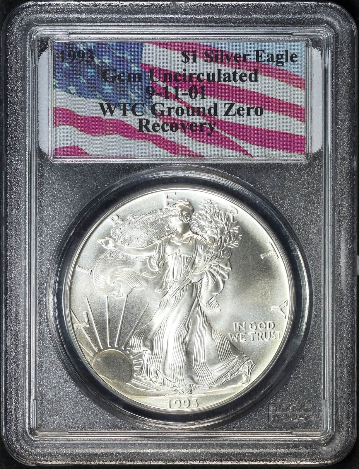 USA 1993 Silver 1oz Eagle Gem Unc Ground Zero Recovery product image