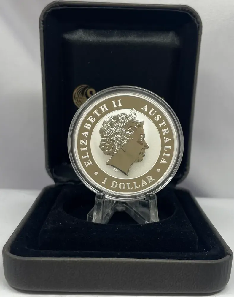 2014 Silver 1 Ounce Coloured Proof Red Kangaroo World Money Fair product image