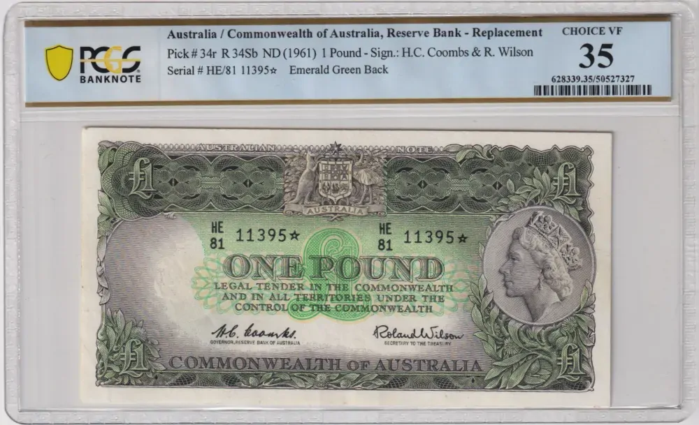 1961 One Pound Star Note Coombs/Wilson R34bs PCGS Choice VF35 product image