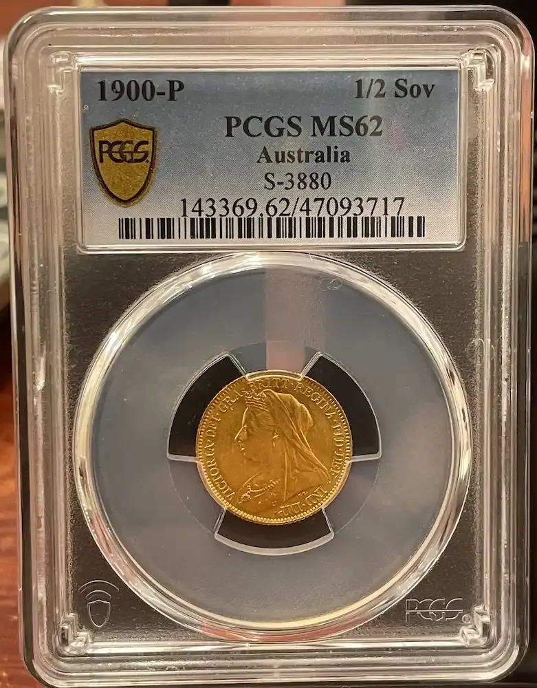 1900 Perth Veiled Head Half Sovereign Unc (PCGS MS62) product image