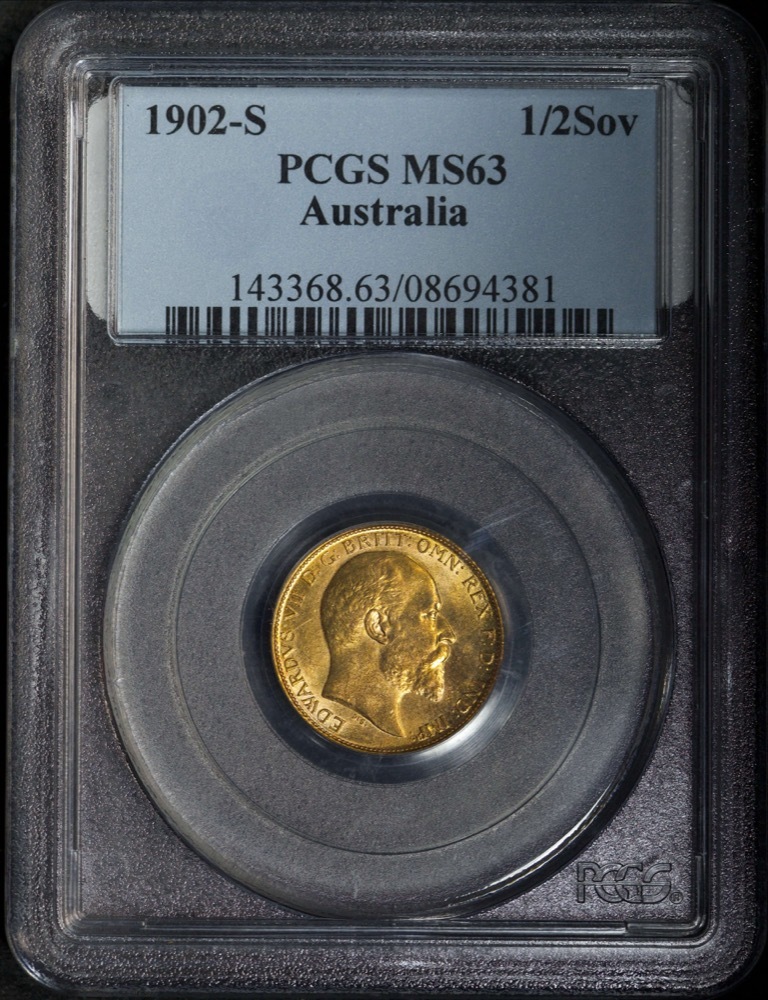 1902 Sydney Edward VII Half Sovereign Choice Unc (PCGS MS63) product image