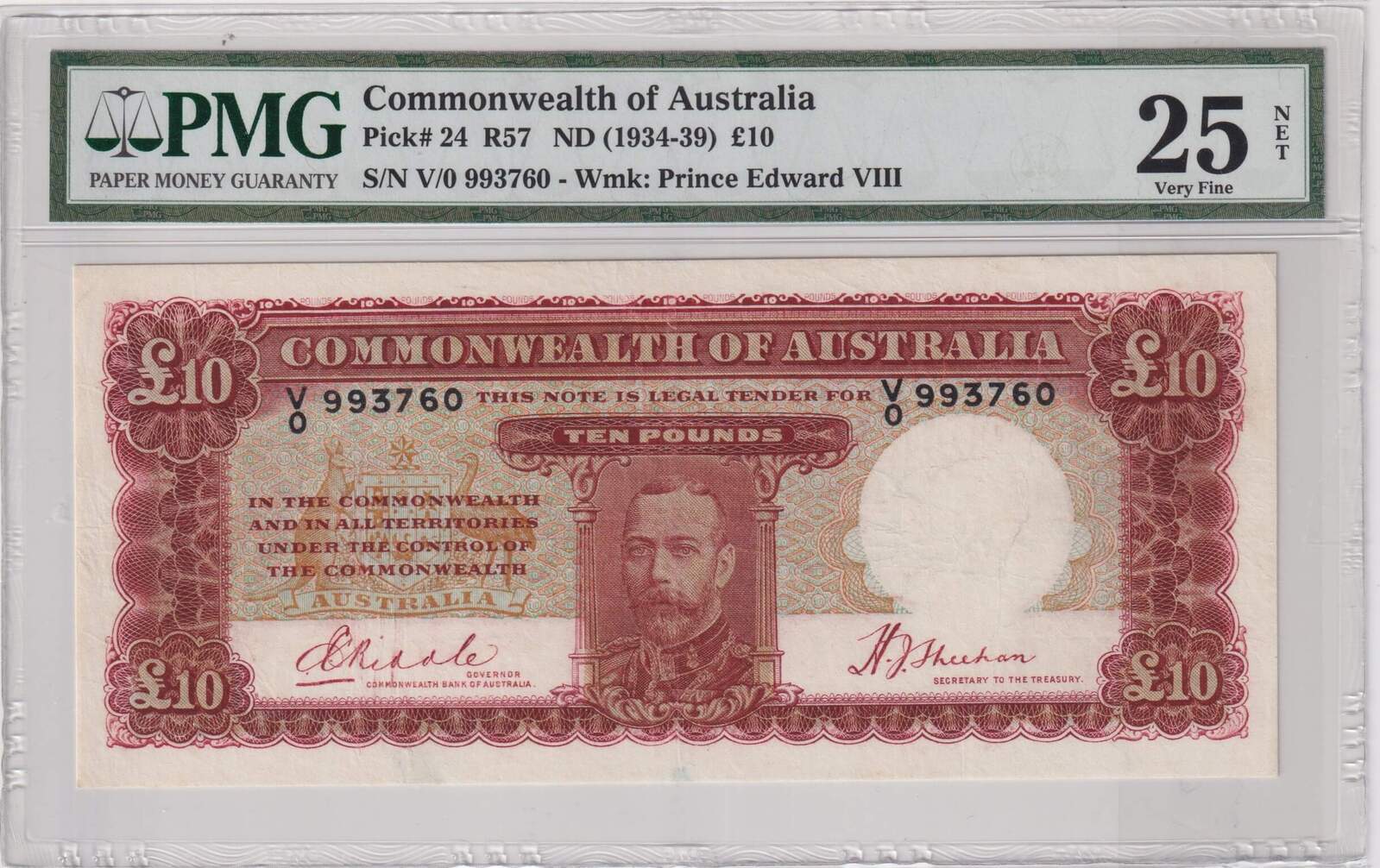 1934 Ten Pound Riddle/Sheehan R57 PMG VF25 product image