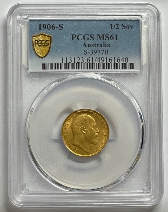 1906 Sydney Edward VII Half Sovereign Unc (PCGS MS61) product image