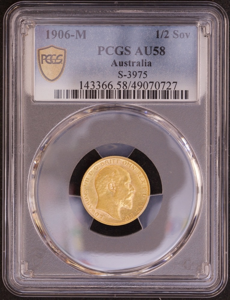 1906 Melbourne Edward VII Half Sovereign PCGS AU58 product image