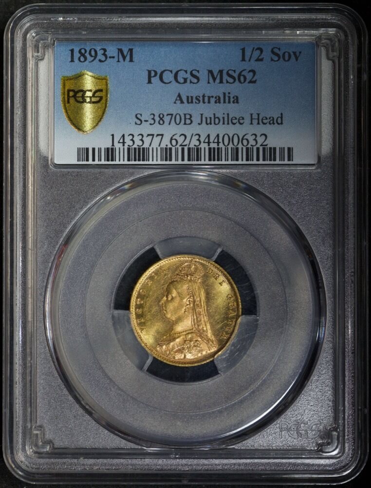 1893 Melbourne Jubilee Head Half Sovereign Unc (PCGS MS62) product image