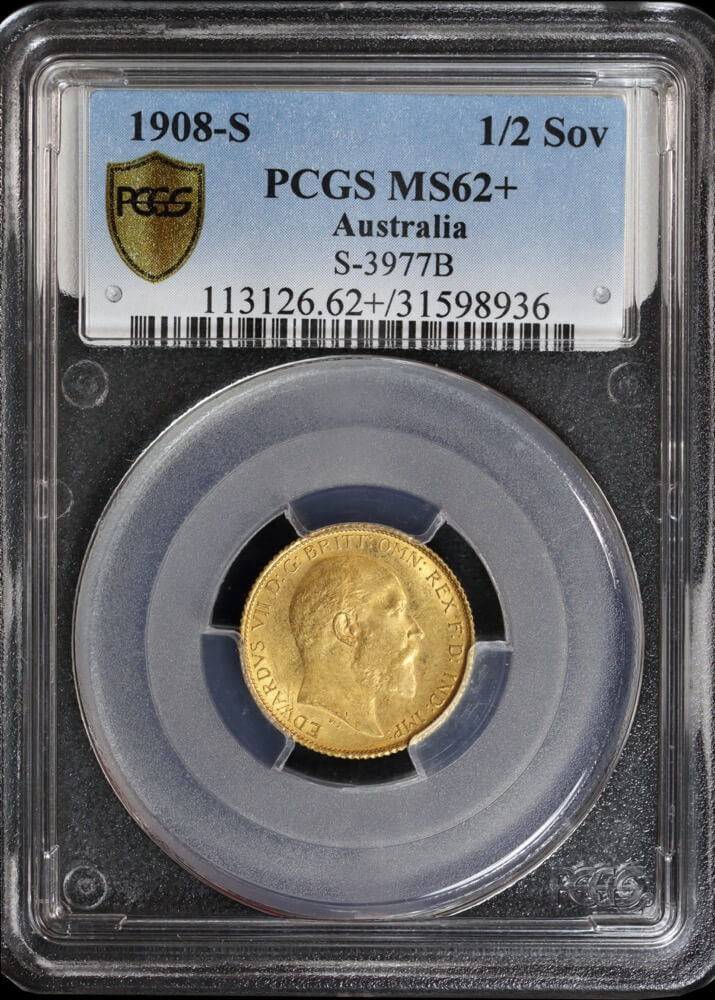 1908 Sydney Edward VII Half Sovereign Unc (PCGS MS62+) product image