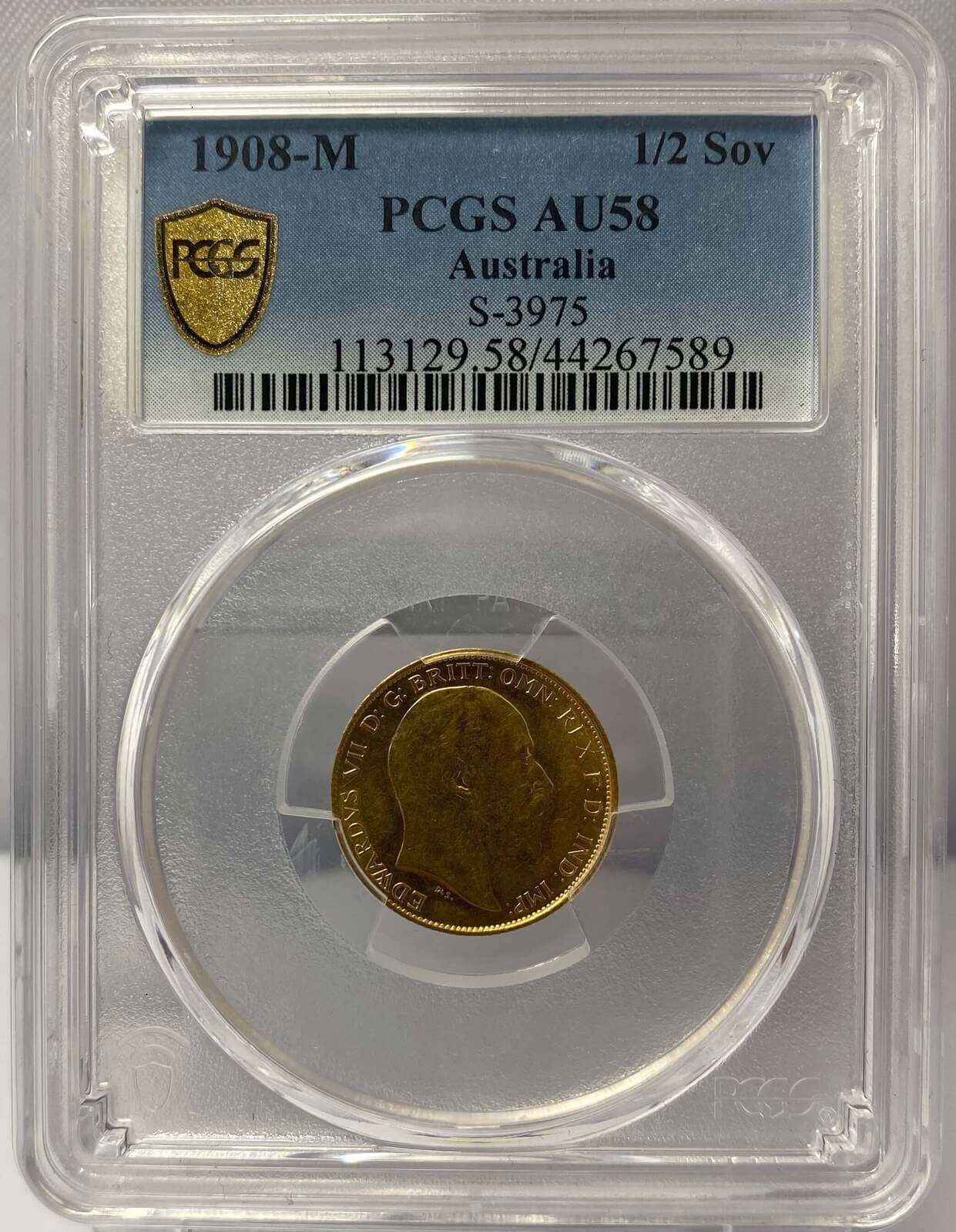 1908 Melbourne Edward VII Half Sovereign PCGS AU58 product image