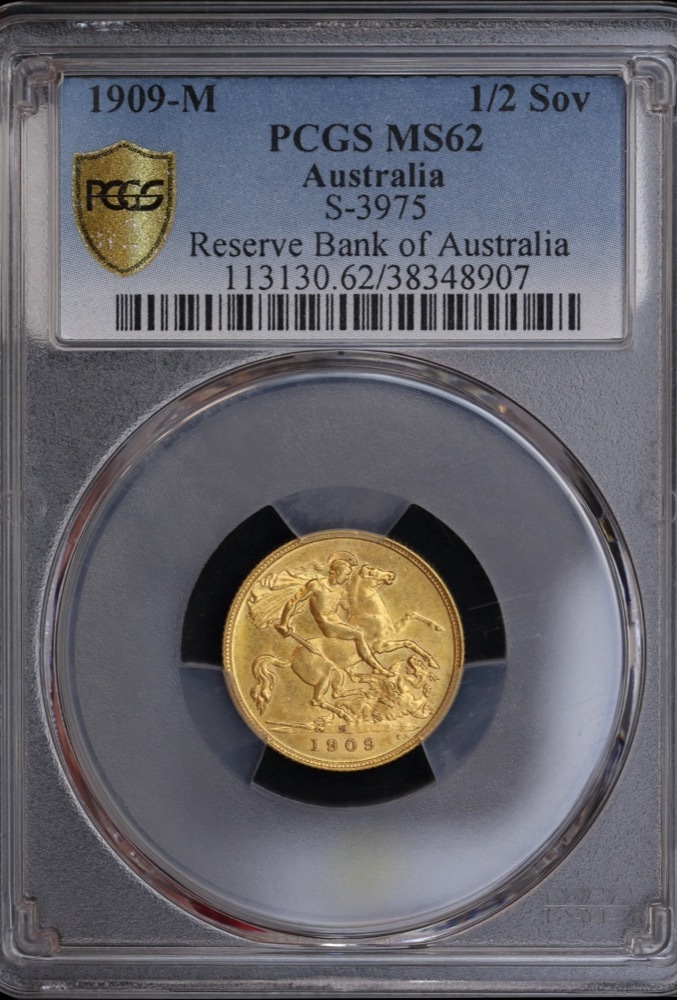 1909 Melbourne Edward VII Half Sovereign Unc (PCGS MS62) product image