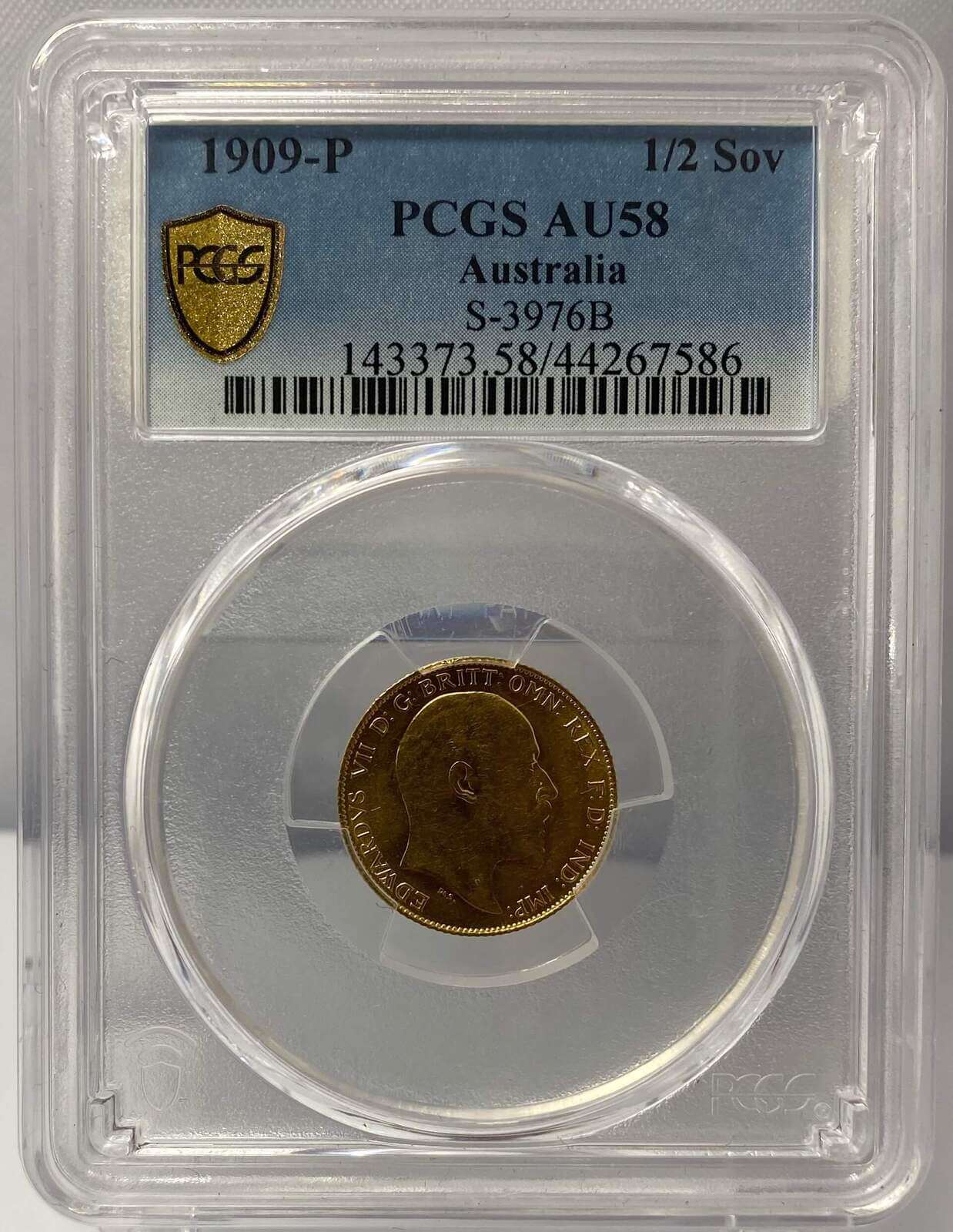 1909 Perth Edward VII Half Sovereign PCGS AU58 product image