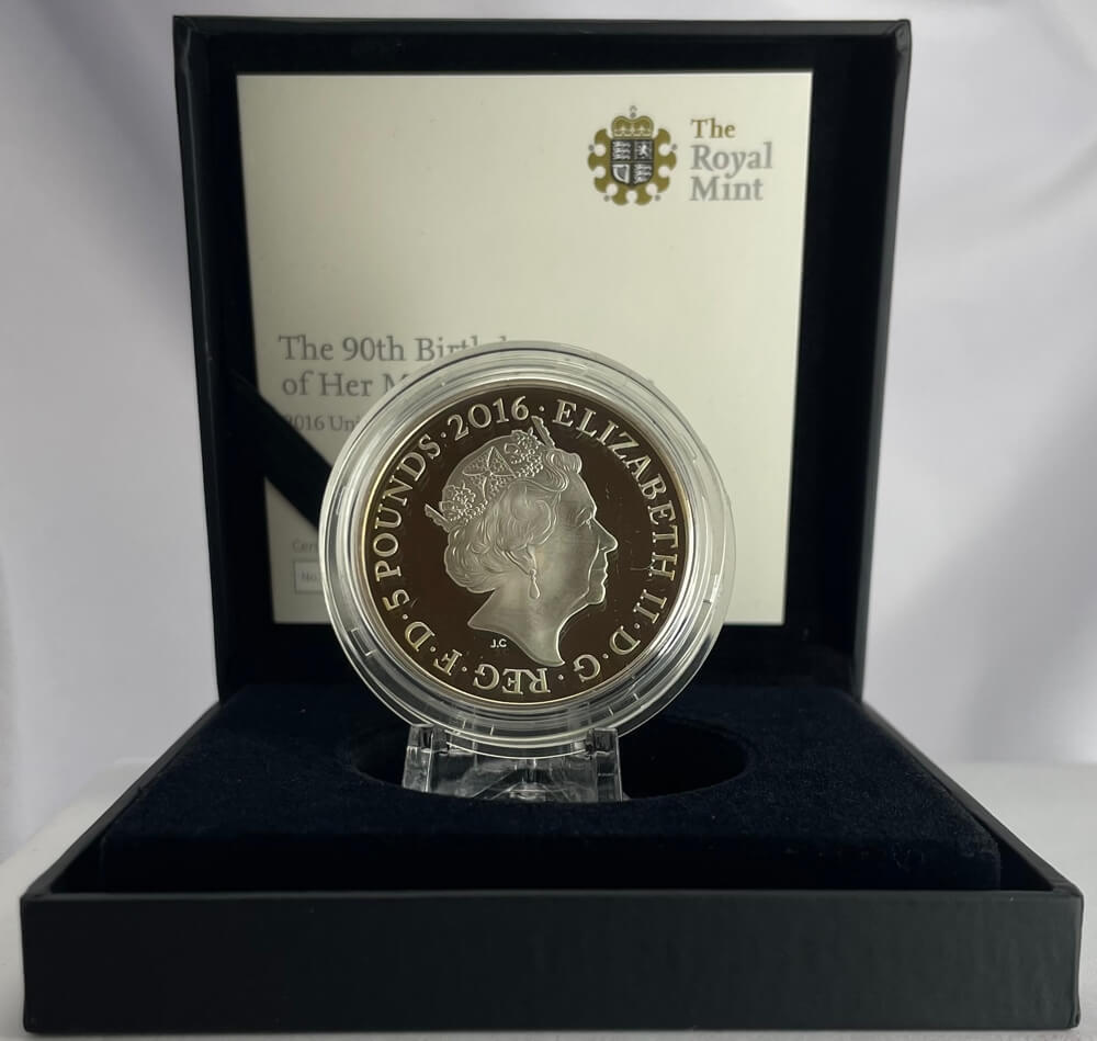 United Kingdom 2016 Five Pounds Silver Proof Coin Queen's 90th Birthday product image